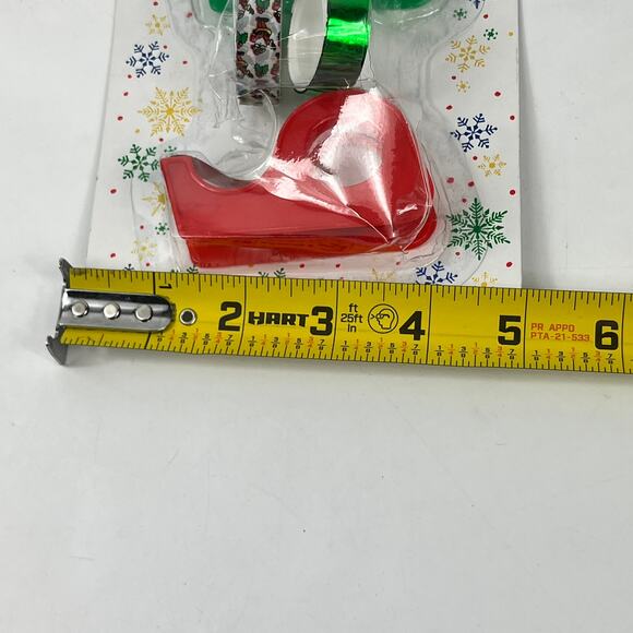 Vtg Christmas Tape Set 3 Mini Dispensers Foil & Patterned Rolls 1990s Taiwan - Picture 4 of 8